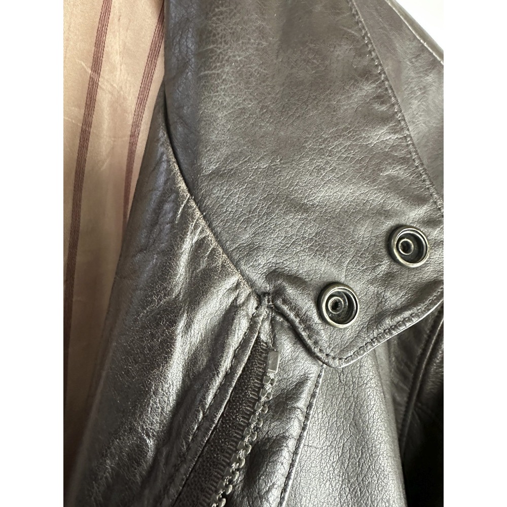 Vtg London Towne Leather Jacket Men's Large Brown Bomber Distressed 90s Style - Picture 5 of 16